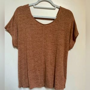 Rust short sleeve top with twist/open back detail